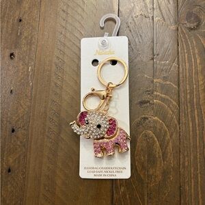 Natasha Couture Pink and Gold Elephant Keychain